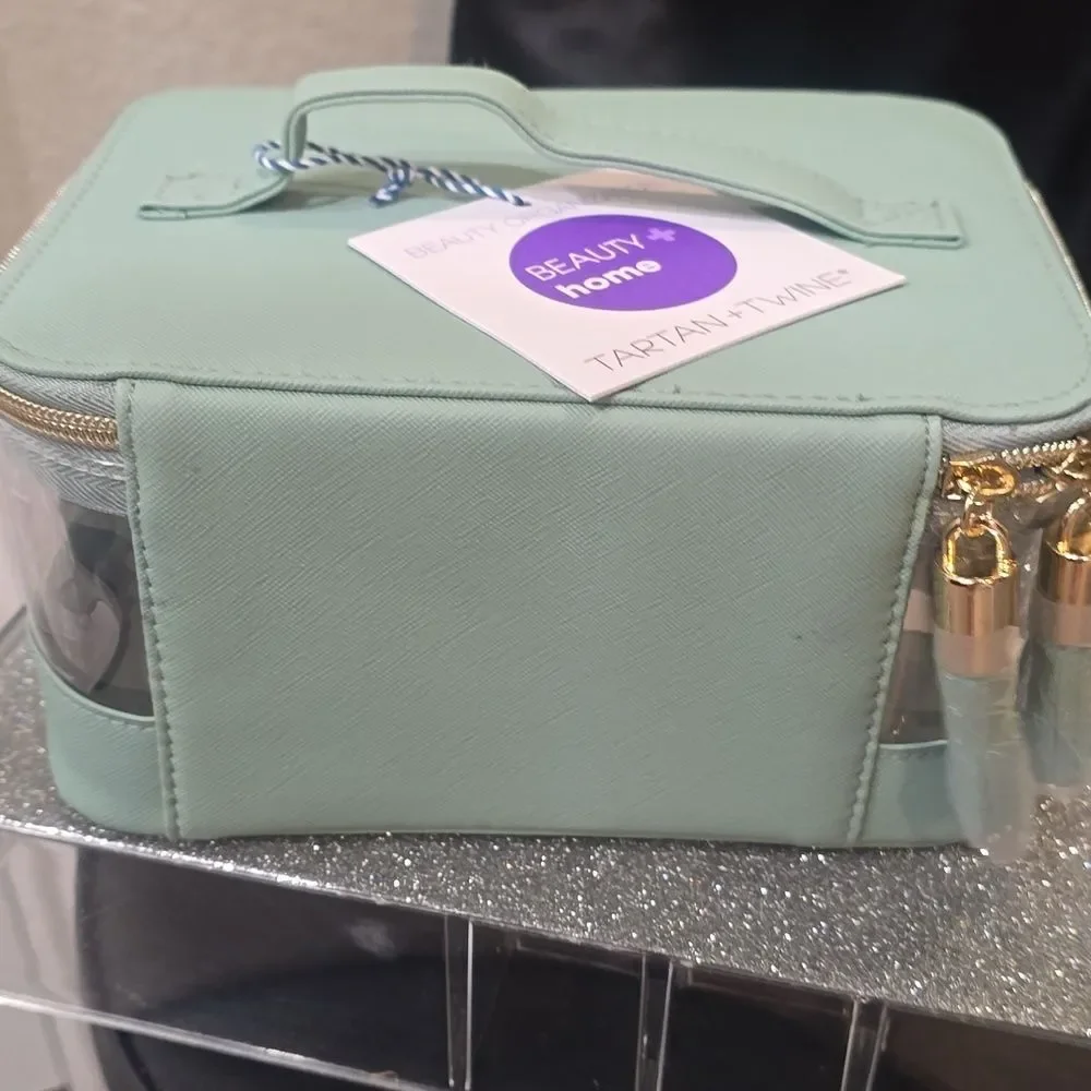 Tartan + Twine Transparent Box Train Case-‎ Sage